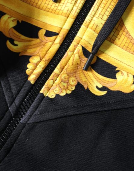 Black Medusa Print Cotton Full Zip HoodieSweatshirt Sweater - Image 5
