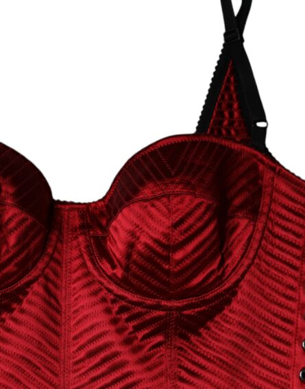 Red Bustier Corset Lace Bodycon Midi Dress - Image 6