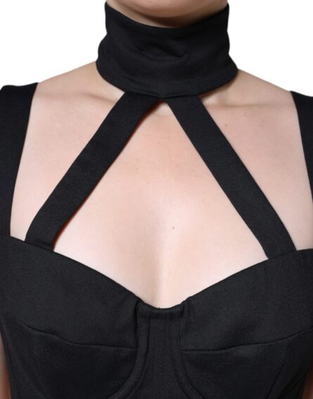 Black Cut Out Sleeveless Bodycon Mini Dress - Image 5