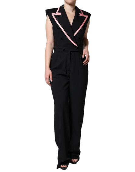 Black Wool Blend Sleeveless Jumpsuit Dress - Image 3
