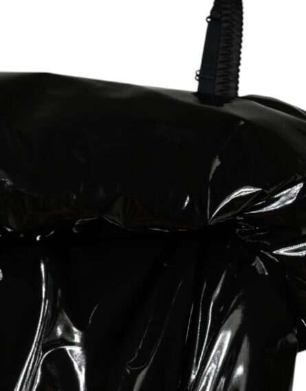 Black Polyester Ruched Coated Mini Dress - Image 8