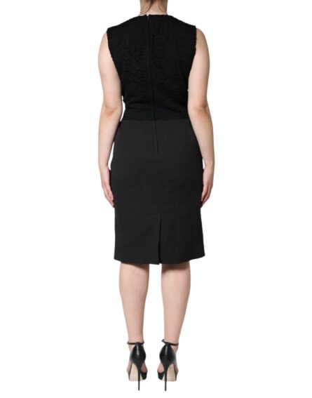 Black Cotton Sheath Knee Length Dress - Image 4