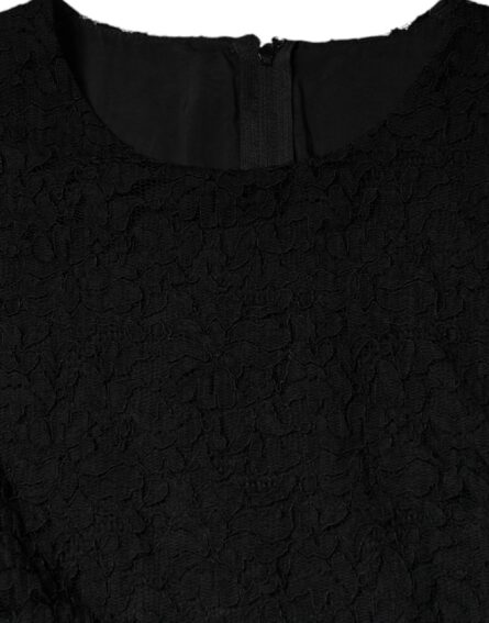 Black Cotton Sheath Knee Length Dress - Image 6