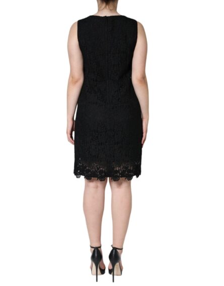 Black Floral Lace Sheath Sleeveless Mini Dress - Image 4