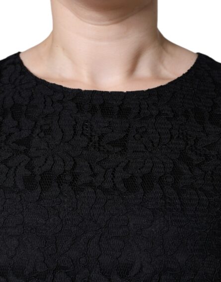 Black Floral Lace Sheath Sleeveless Mini Dress - Image 5