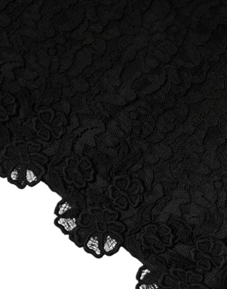 Black Floral Lace Sheath Sleeveless Mini Dress - Image 7