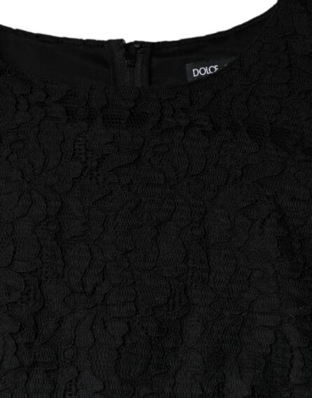 Black Floral Lace Sheath Sleeveless Mini Dress - Image 8