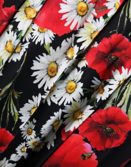 Black Floral Silk Sleeveless Long Gown Dress - Image 6