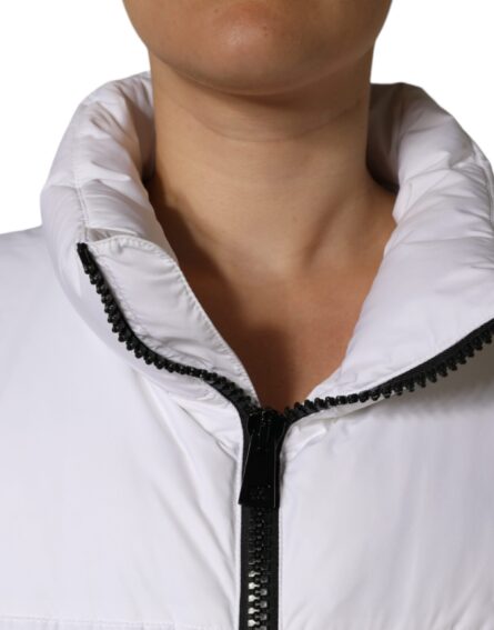 White Puffer Quilted Full Zip Coat Jacket - Image 5