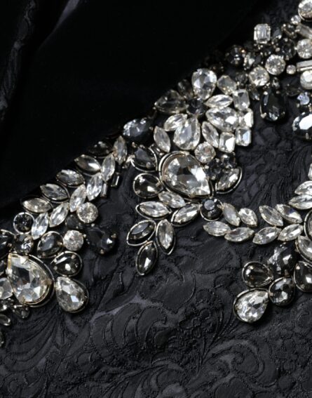 Black Jacquard Crystal Floral Jacket Blazer - Image 6