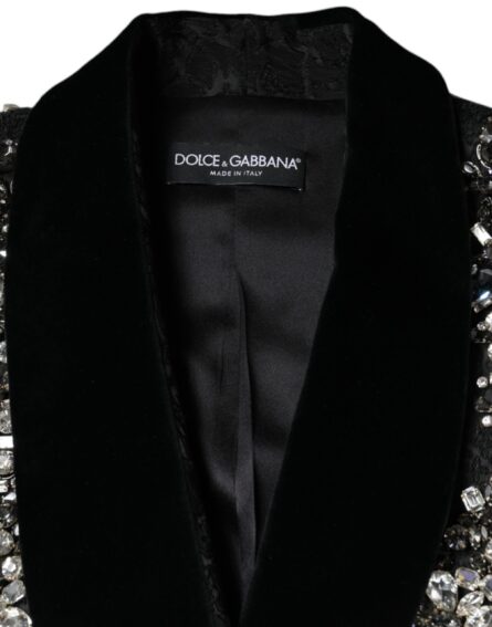 Black Jacquard Crystal Floral Jacket Blazer - Image 7