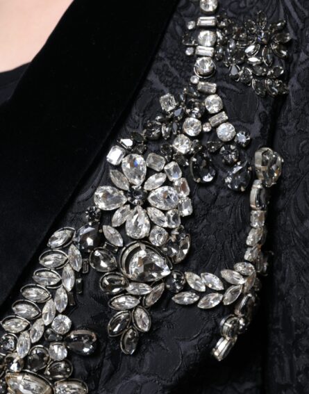 Black Jacquard Crystal Floral Jacket Blazer - Image 8