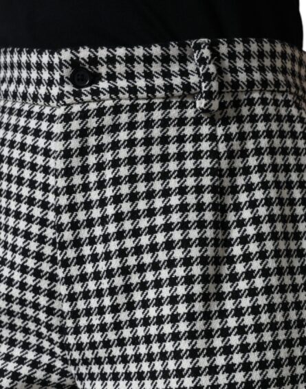 Black White Houndstooth Cropped Wide Leg Pants - Image 5