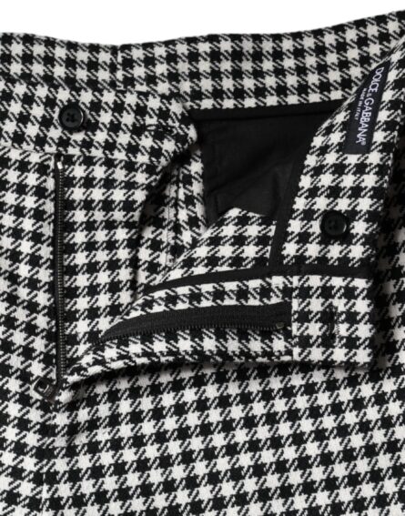 Black White Houndstooth Cropped Wide Leg Pants - Image 6
