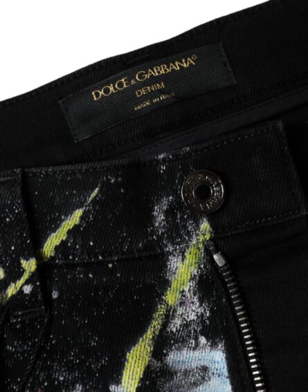 Multicolor Splatter Paint Cotton Skinny Denim Jeans - Image 6