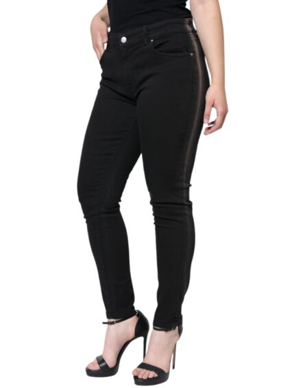 Black Cotton Stretch Skinny Denim Jeans - Image 3