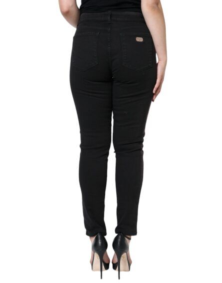 Black Cotton Stretch Skinny Denim Jeans - Image 4