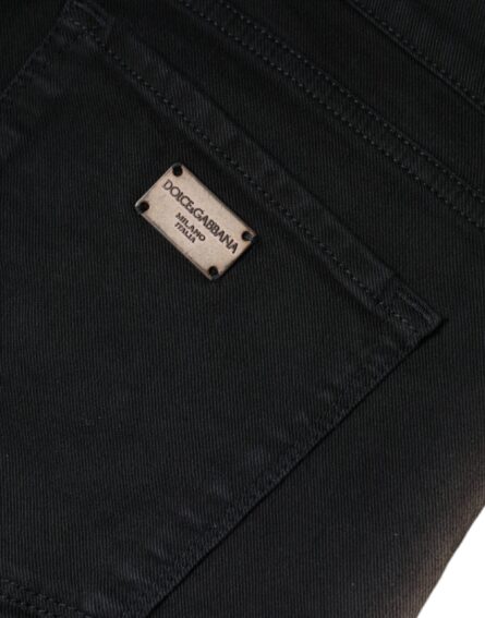 Black Cotton Stretch Skinny Denim Jeans - Image 5