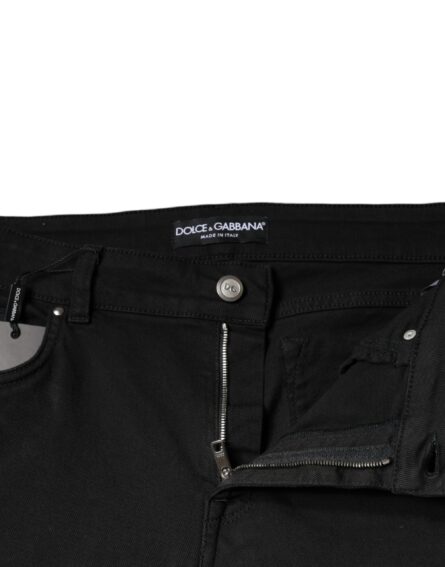 Black Cotton Stretch Skinny Denim Jeans - Image 7