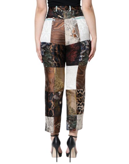 Multicolor Patchwork Jacquard High Waist Pants - Image 4