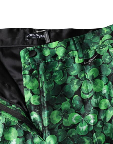 Green Clover Silk Satin High Waist Tapered Pants - Image 5