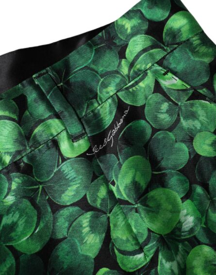 Green Clover Silk Satin High Waist Tapered Pants - Image 7