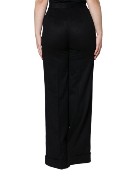 Black Cashmere Mid Waist Women Boot Cut Pants - Image 4
