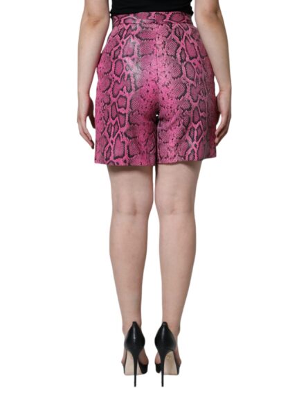 Pink Leather High Waist Hot Pants Shorts - Image 4