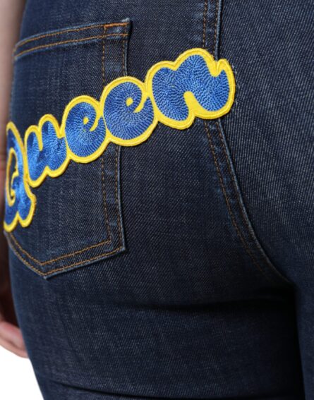 Dark Blue QUEEN Cotton Skinny Denim Jeans - Image 5