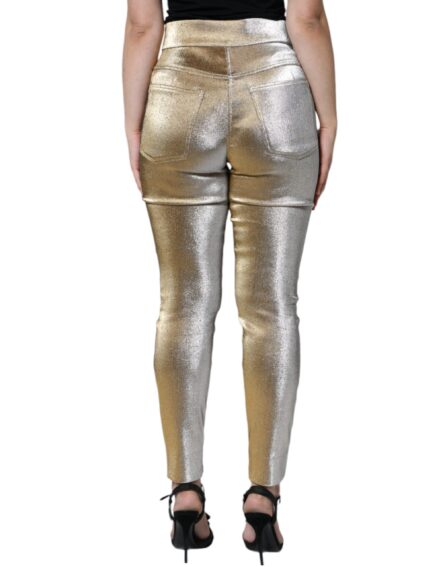 Metallic Gold High Waist Skinny Pants - Image 5