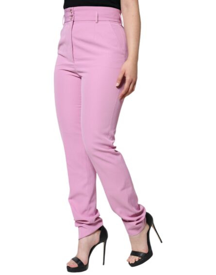 Pink Polyester High Waist Women Tapered Pants - Image 3