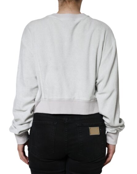 White Nylon Stretch Crew Neck Pullover Sweater - Image 4