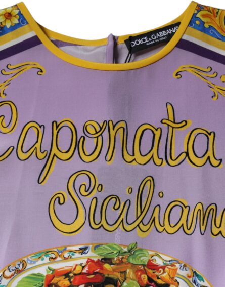 Purple Silk Caponata Siciliana Print Tank Top - Image 7