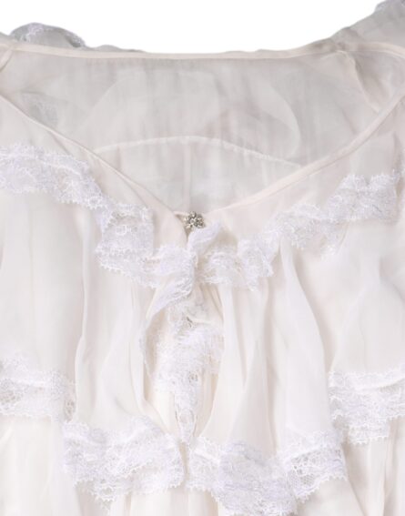 White Ruffles Lace Long Sleeve Blouse Top - Image 6