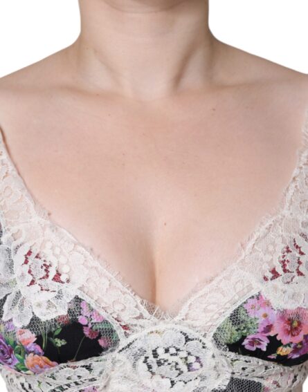 Black Floral Lace Short Sleeves Blouse Top - Image 5