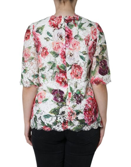 White Peony Lace Short Sleeves Blouse Top - Image 4