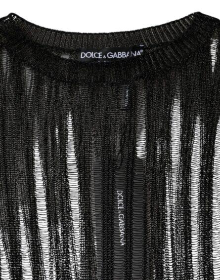 Black Stripe See Through Long Sleeves Top - Image 7