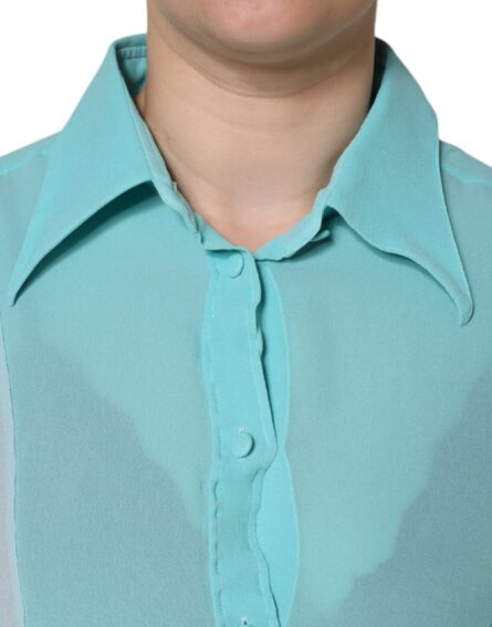 Multicolor Long Sleeve Button Blouse Top - Image 5