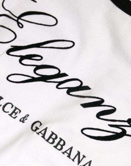 White Eleganza Print Cotton Short Sleeves T-shirt - Image 6