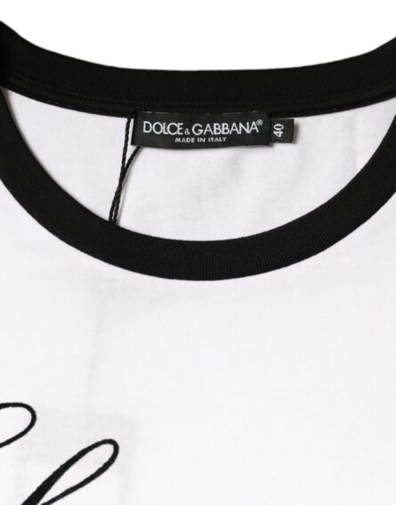 White Eleganza Print Cotton Short Sleeves T-shirt - Image 7