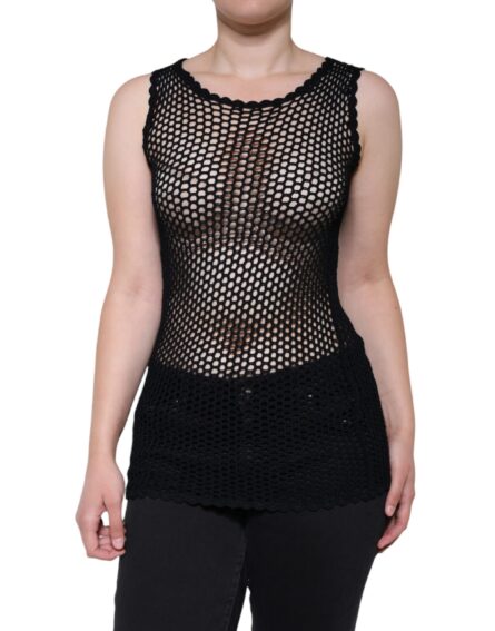Black Mesh See Through Sleeveless Tank Top - Image 2