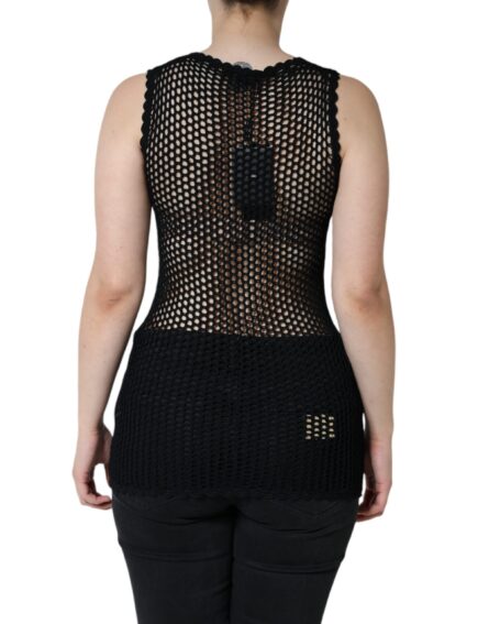 Black Mesh See Through Sleeveless Tank Top - Image 4