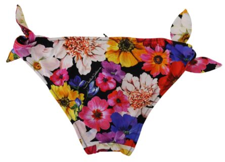 Black Floral Print Swimsuit Bikini Bottom Swimwear - Image 2
