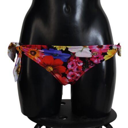 Black Floral Print Swimsuit Bikini Bottom Swimwear - Image 4