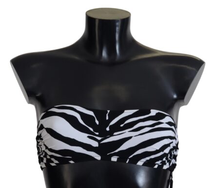 Black White Zebra Bandeau Swimwear Bikini Top - Image 4