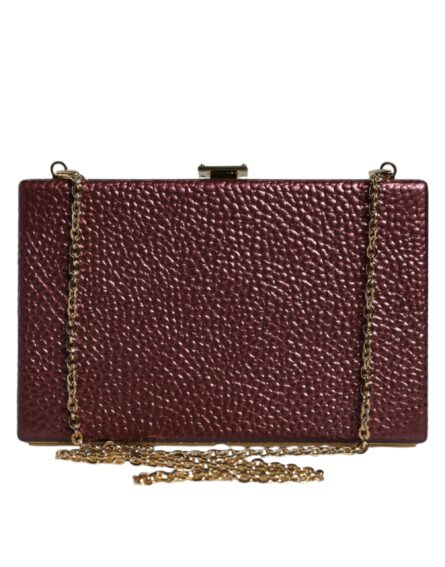 Maroon Leather Clutch Evening Crossbody Bag - Image 3