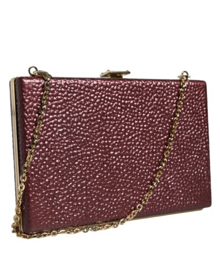 Maroon Leather Clutch Evening Crossbody Bag - Image 4