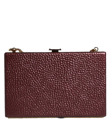 Maroon Leather Clutch Evening Crossbody Bag - Image 5