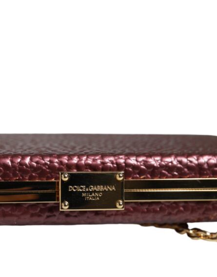 Maroon Leather Clutch Evening Crossbody Bag - Image 8