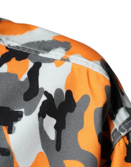 Multicolor Camouflage Cotton Denim Collared Jacket - Image 6